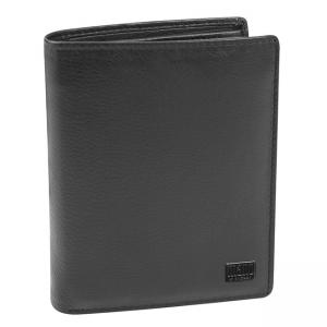 Вертикален портфейл MANO Certo със свалящо се отделение за лични карти, RFID, естествена кожа, черен