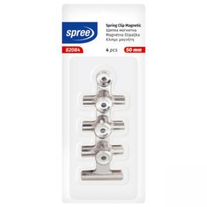 Щипки бели с магнит, 50 мм, блистер 4 броя в блистер