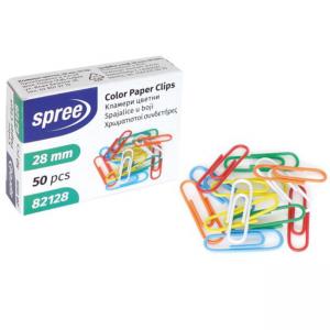 Кламери цветни, 28 мм, 50 броя в опаковка