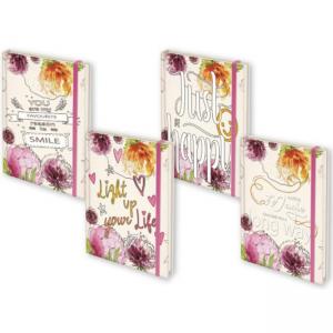 Бележник размер 14х20 офсет с ластик Floral, 168 листа