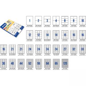 Етикети лепящи 12 броя, размер 105.0x48.0 мм, 100 листа, формат A4, кант 2