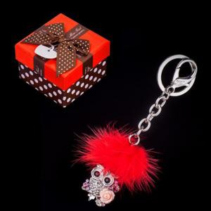 Ключодържател бухал с декоративна роза и камъчета