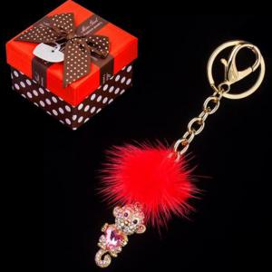Ключодържател маймунка с камъчета и пух