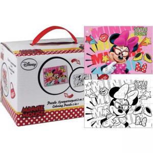 Пъзел двулицев 48 части, Minnie, размер 50х35 см, за оцветяване
