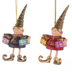 Играчка за елха - елф с подаръци