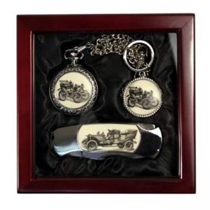 Мъжки комплект - джобен часовник, нож и ключодържател