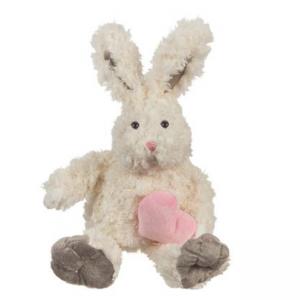 Плюшено зайче с розово сърце