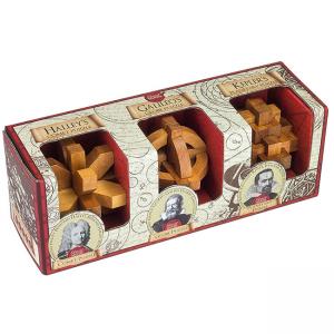 Комплект 3D дървени пъзели Professor Puzzle, 3 броя
