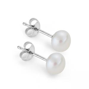 Обеци бяла перла 6-6,5 мм