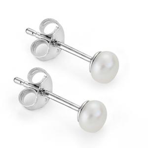 Обеци бяла перла 4-4,5 мм