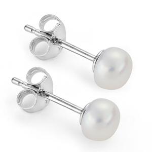 Обеци бяла перла 5-5,5 мм