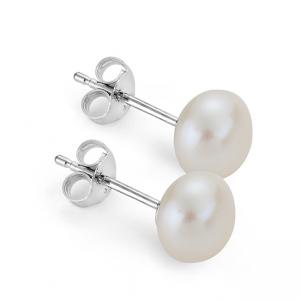 Обеци бели перли 7-7,5мм