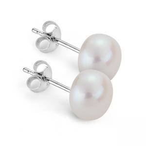 Обеци бели перли 8-8,5 мм