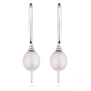 Обеци с бели перли