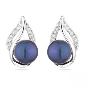 Обеци черни перли