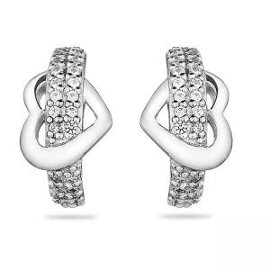 Сребърни обеци сърце