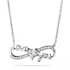 Сребърно колие Love