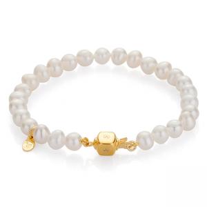 Бяла перлена гривна 5,5-6 мм