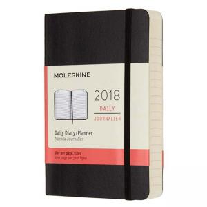 Черен органайзер - дневник Moleskine Black Pocket за 2018 г. с меки корици, джобен