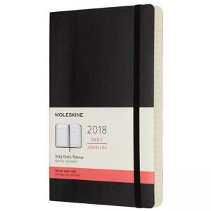 Класически голям черен органайзер - дневник Moleskine Black Large за 2018 г. с меки корици