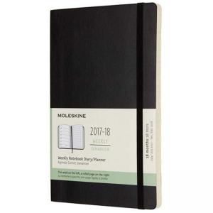 Черен 18 месечен тефтер - органайзер Moleskine с меки корици
