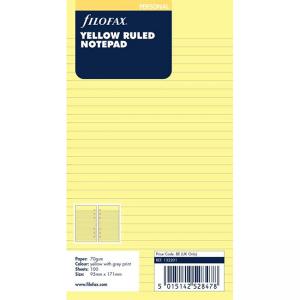 Пълнител за органайзер Filofax Personal с 100 жълти линирани листа - широки редове