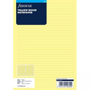 Пълнител за органайзер Filofax A5 с 25 жълти линирани листа - широки редове