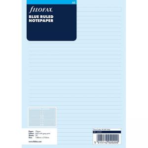 Пълнител за органайзер Filofax A5 с 25 сини линирани листа - широки редове
