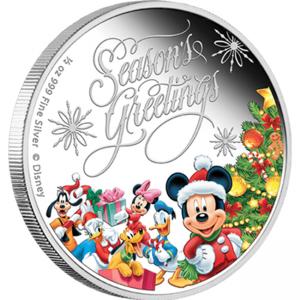 Сребърна монета Весели празници с Дисни
