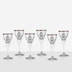 Fusion 6 чаши за ракия, сребърна плочка