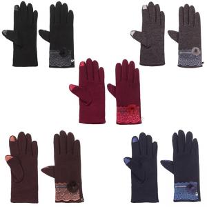 Тъмно сиви ръкавици с дантела