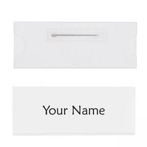 Бадж хоризонтален, закопчаване с безопасна игла.