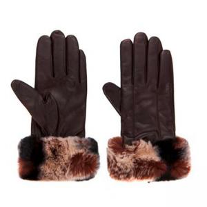 Дамски елегантни ръкавици с кафявa периферия