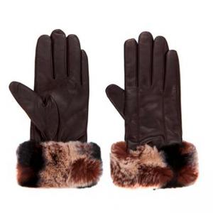Дамски ръкавици с кафява периферия, размер 8