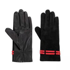 Дамски елегантни ръкавици черен велур, размер 8