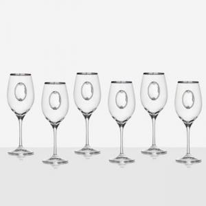 Комплект Invino 6 чаши за вино, сребърна плочка