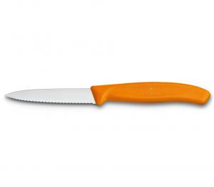 Нож за белене Victorinox SwissClassic 8 см., назъбено острие, оранжев 6.7636.L119