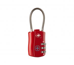Катинар с трицифрен код и кабел Wenger Cable Lock TSA, червен