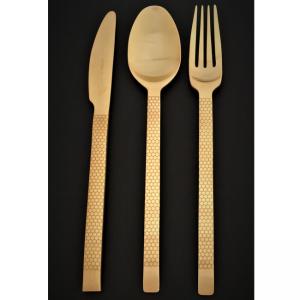 HERDMAR Комплект прибори за хранене “SPIGA №3' - 36 части - позланени мат, гравирани