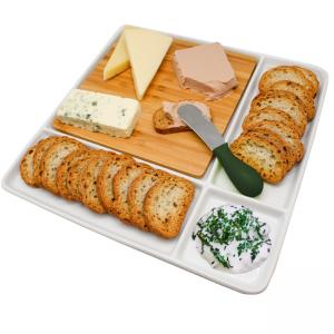 Vin Bouquet/Nerthus Порцеланово плато с бамбукова дъска за рязане