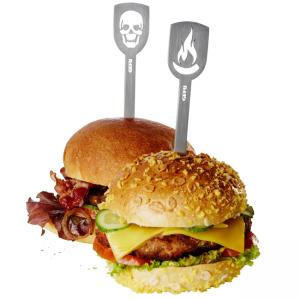GEFU Комплект от 2 бр. шишчета за хамбургери или месо “TORRO“  - череп и пламък