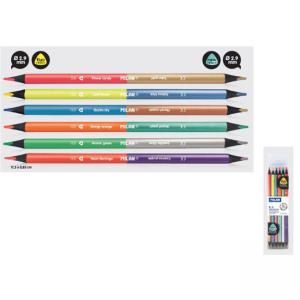 Моливи двувърхи 6 x 2 цв.(неон+металик), Bicolor триъгълни, Ø 2.9 мм графит