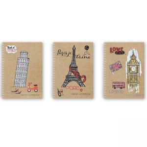 Тетрадка 20/28 спир.тв.кор. Kraft, 144 л. олекотена, слон.кост ред