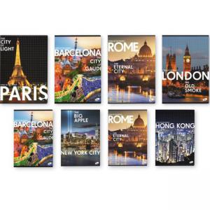 Тетрадка A5 тв.корица мат/UV Cities by day, 96 л.ред, 80 г/м2