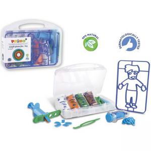 Моделин мек без глутен 5 цв.х 100 г с шаблон Момче, 6 инструмента и подложка