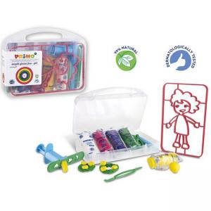 Моделин мек без глутен 5 цв.х 100 г с шаблон Момиче, 6 инструмента и подложка