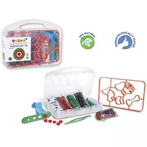 Моделин мек без глутен 5 цв.х 100 г с шаблон Куче, 6 инструмента и подложка