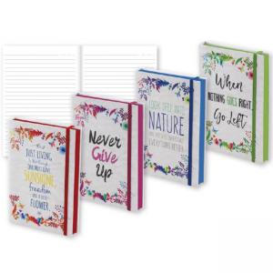 Бележник 14х20 офсет с цветен край и ластик Leaf, 168 л.