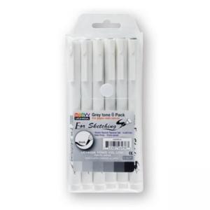 Тънкописец за чертане 4600, к-кт 6 броя, сиви нюанси
