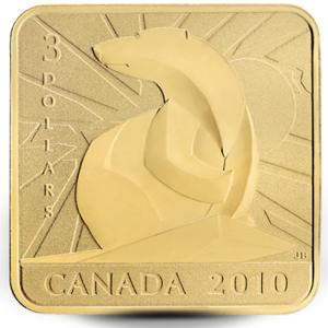 Сребърна монета Полярна мечка, със златно покритие